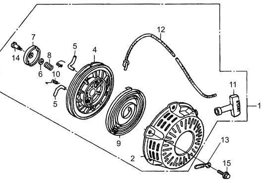 MVC88VGH/VGHW Honda GX160U1QMX2 Engine Recoil Starter Assemble Parts