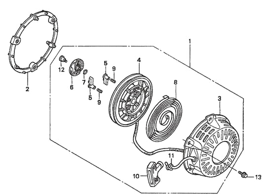 HONDA GX200QXC9 Recoil Starter Assembly Parts For FCG1 Series by Multiquips 