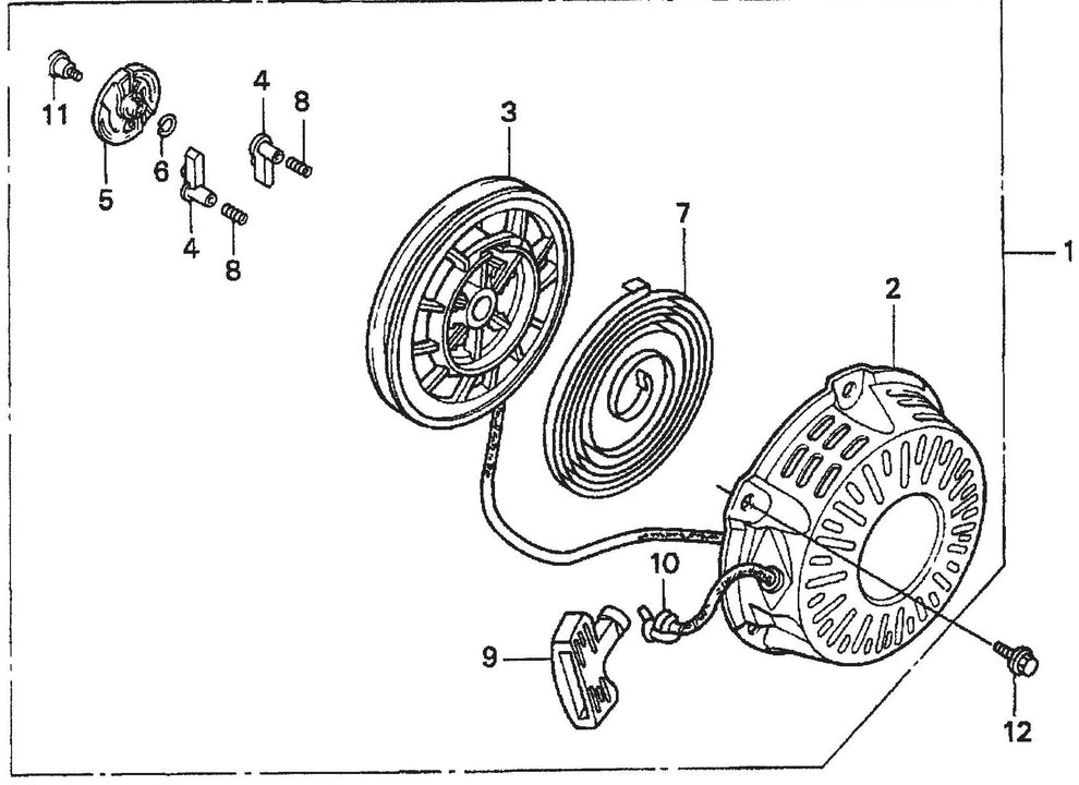 MVC70H/HW Honda GX160K1QMX2 Engine Recoil Starter Assembly Parts