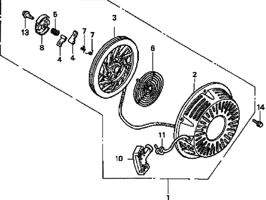 T30H HONDA GX240K1PMT2 Engine Recoil Starter Assembly Parts By Multiquip