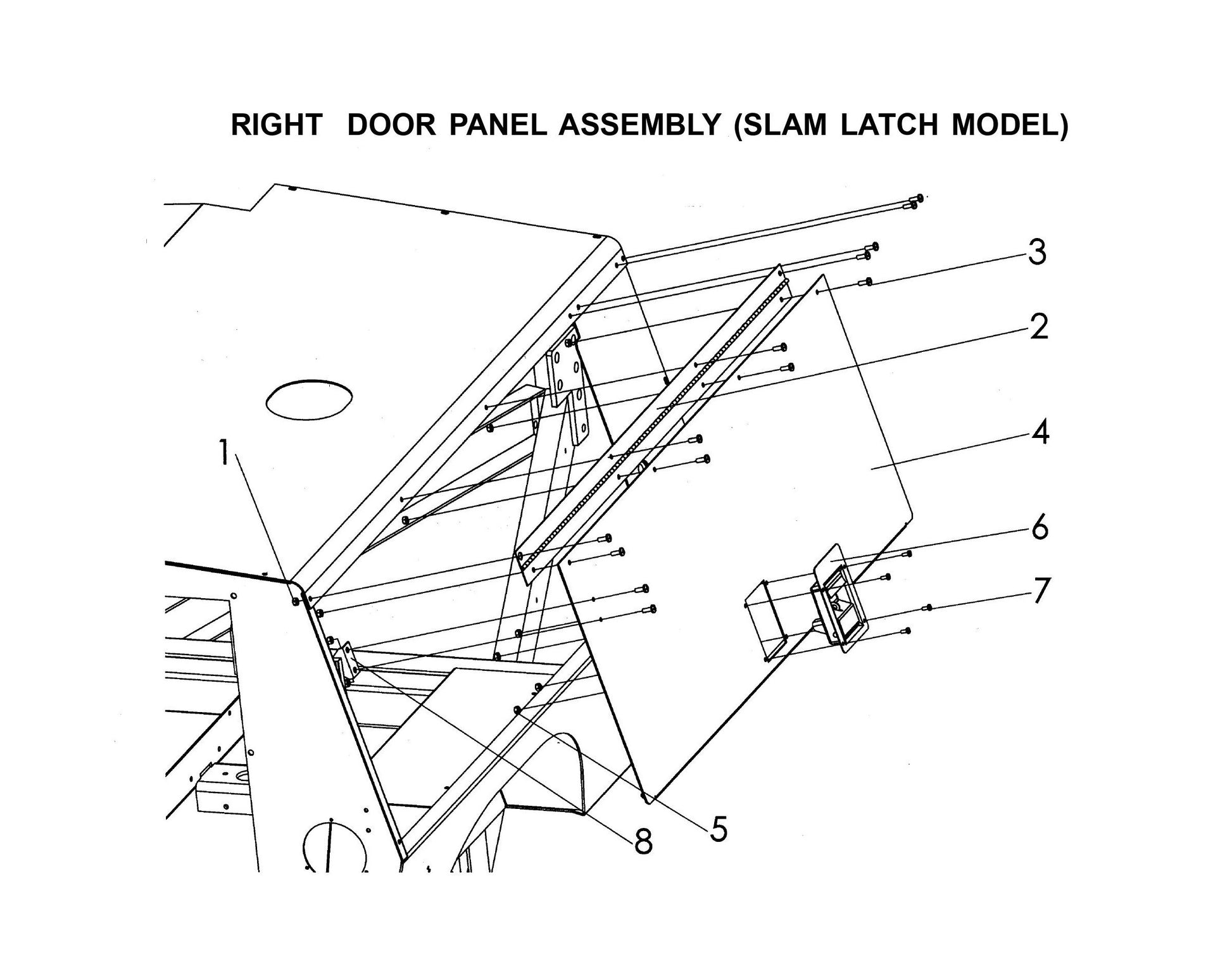 V-Series Maxi-Lite 15-20KW-Right Door Panel Assembly(Slam Latch Model) Parts By Allmand