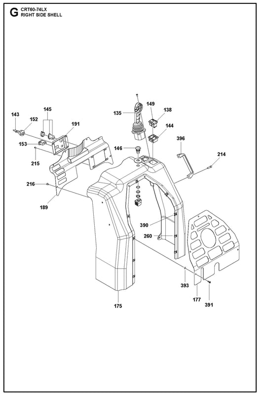 Right Side Shell Parts For Ride On Trowel CRT 60 By Husqvarna