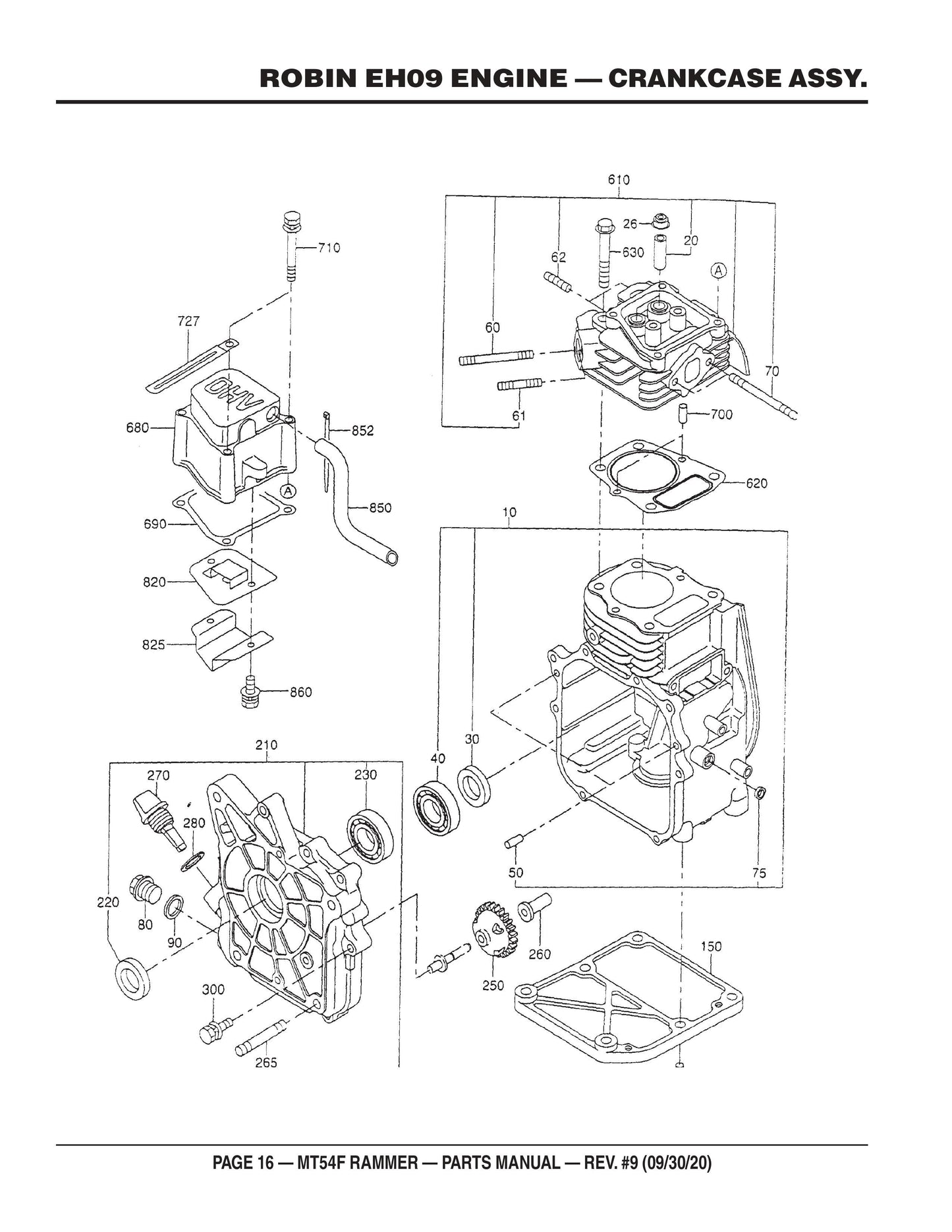 MT54F Robin EH09 Engine Crankcase Assembly Parts