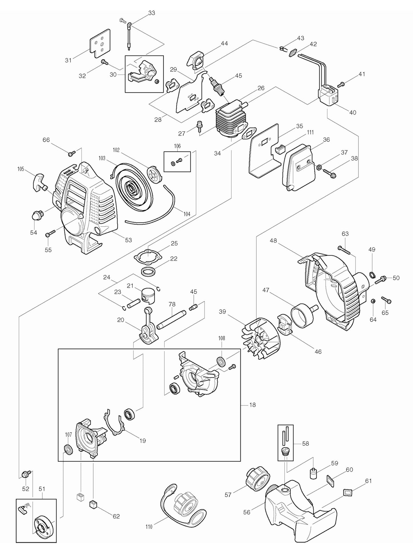 RST250 String Trimmer Assembly-2 Parts by Makita