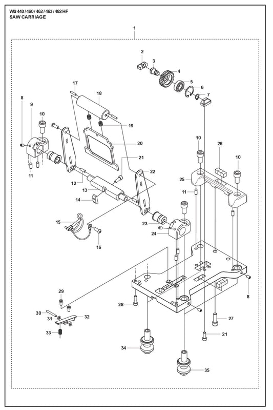 Saw Carriage Parts For WS 460 By Husqvarna