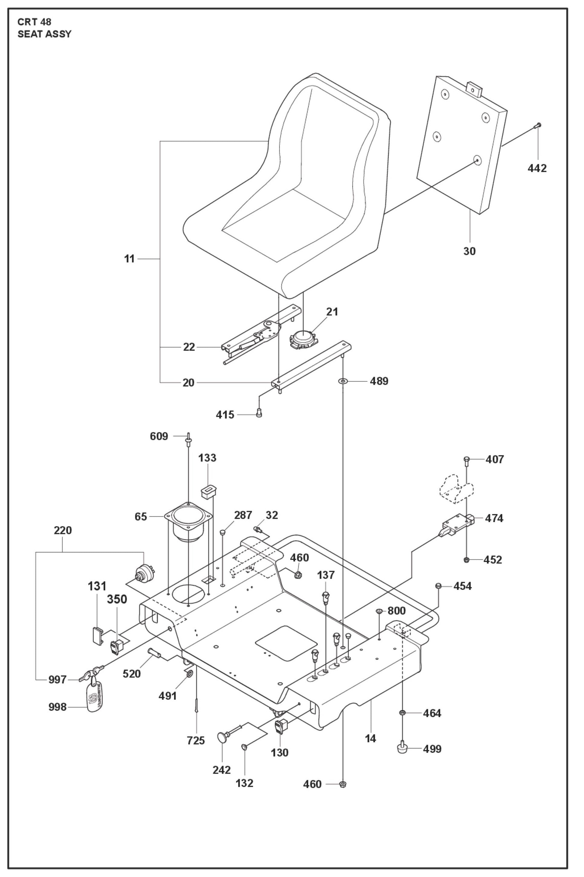 Seat Assembly Parts For Ride On Trowel CRT 48 Petrol By Husqvarna