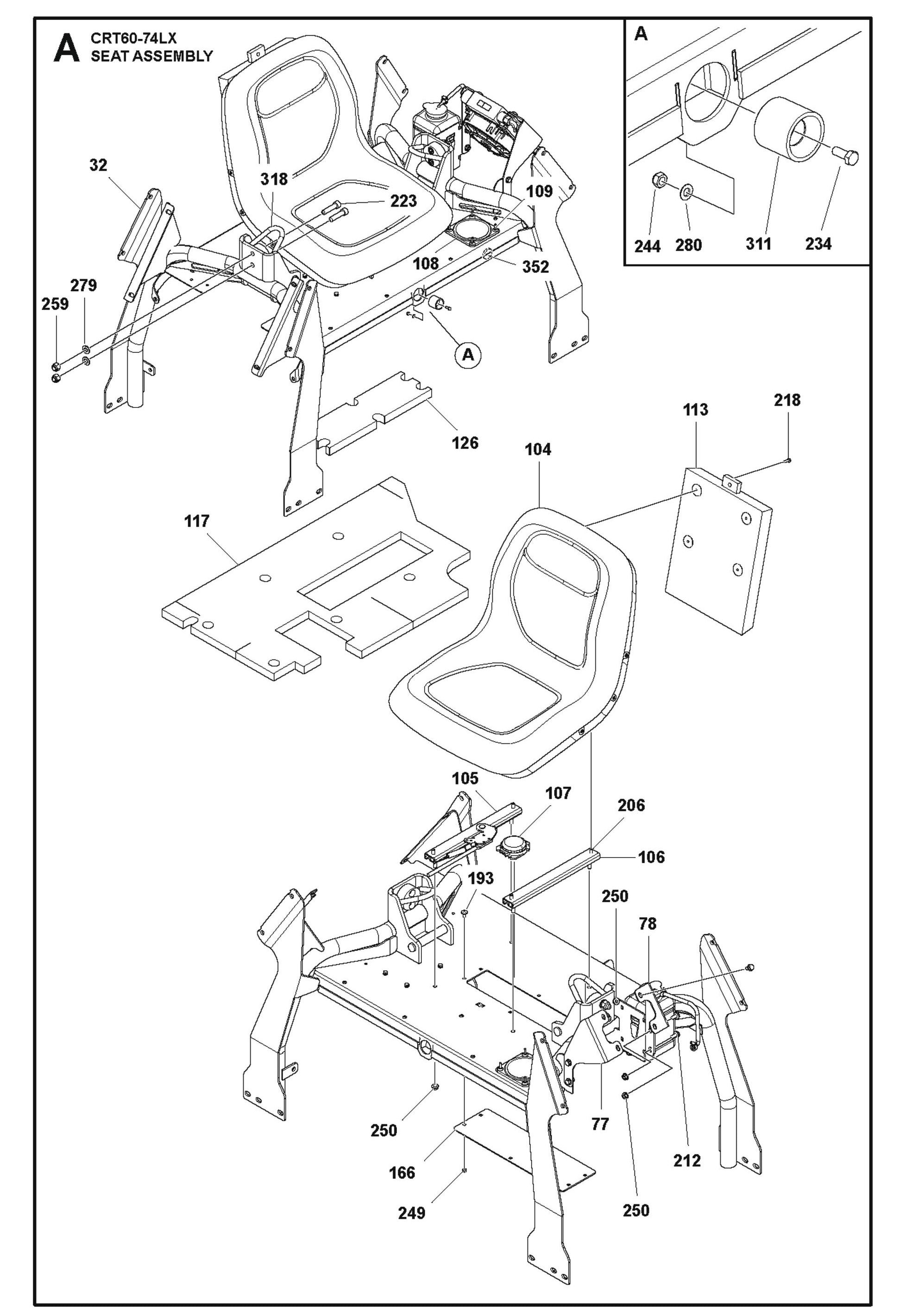 Seat Assembly Parts For Ride On Trowel CRT 60 By Husqvarna