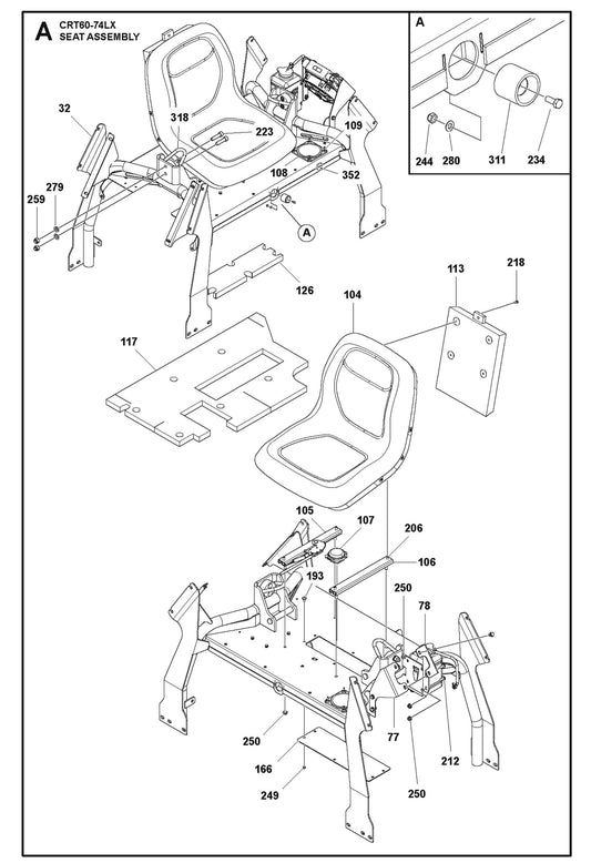 Seat Assembly Parts For Ride On Trowel CRT 60 By Husqvarna