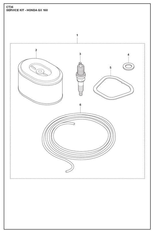 Service Kit- Honda GX 160 Fig.1 Parts For CT 36 By Husqvarna