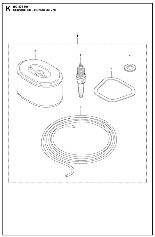 Service Kit- Honda GX 270 Parts For BG 475 By Husqvarna