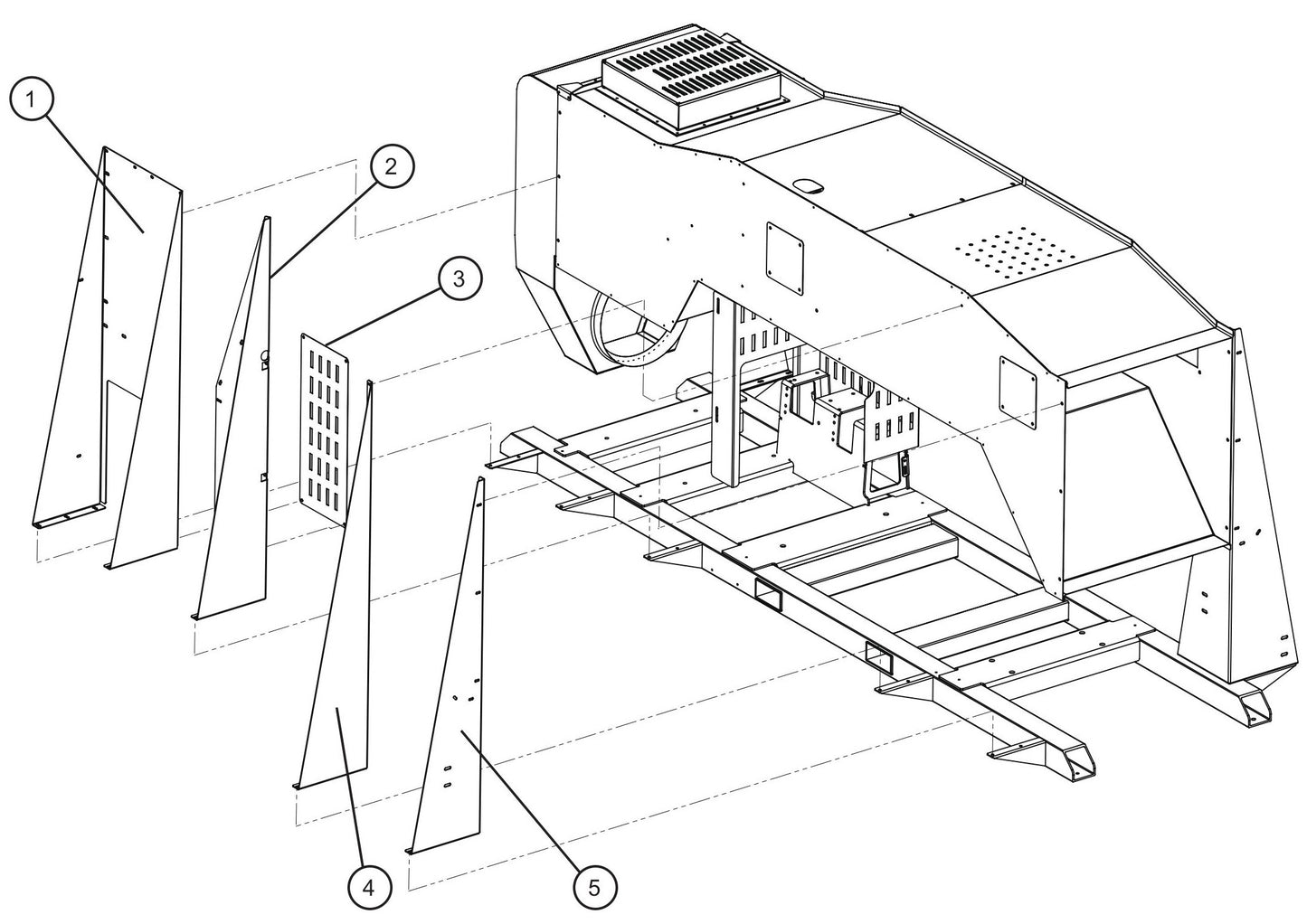 Interior Trailer Support and Blower Guard Group (1 of 2) Assembly Parts for SH-750 (17-000001 and UP) by Allmand
