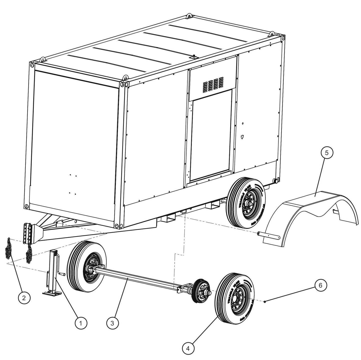 Wheel and Tongue Group Assembly Parts for SH-750 (17-000001 and UP) by Allmand