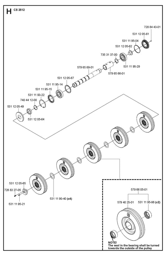 Shaft Fig.1 Parts For Wire Saw CS 2512 By Husqvarna