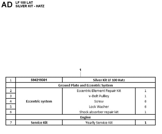 Silver Kit-Hatz Parts For LF 130 LT Diesel By Husqvarna