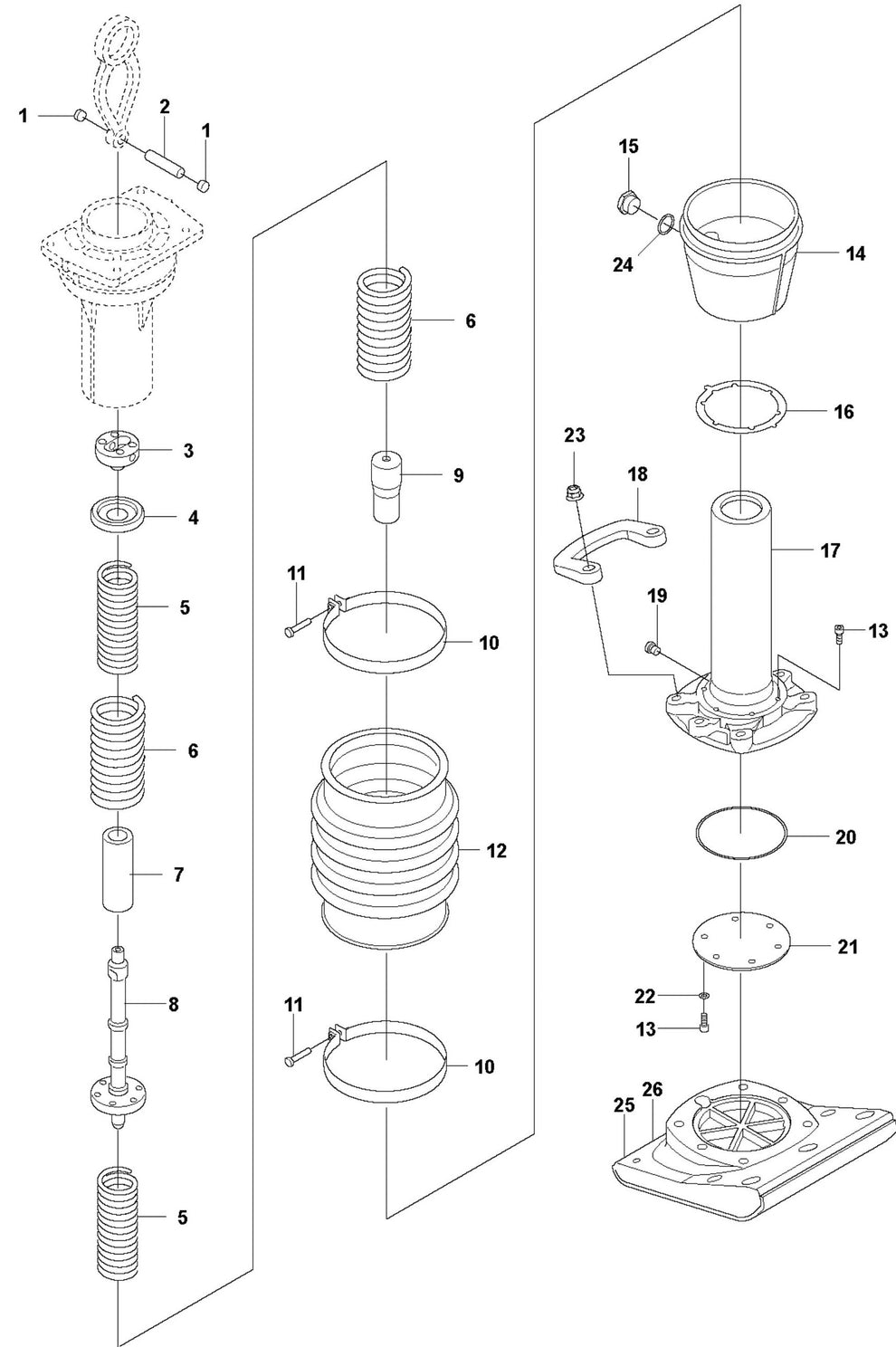 Spring Unit Assembly Parts For LT6005  Compaction Rammer By Husqvarna