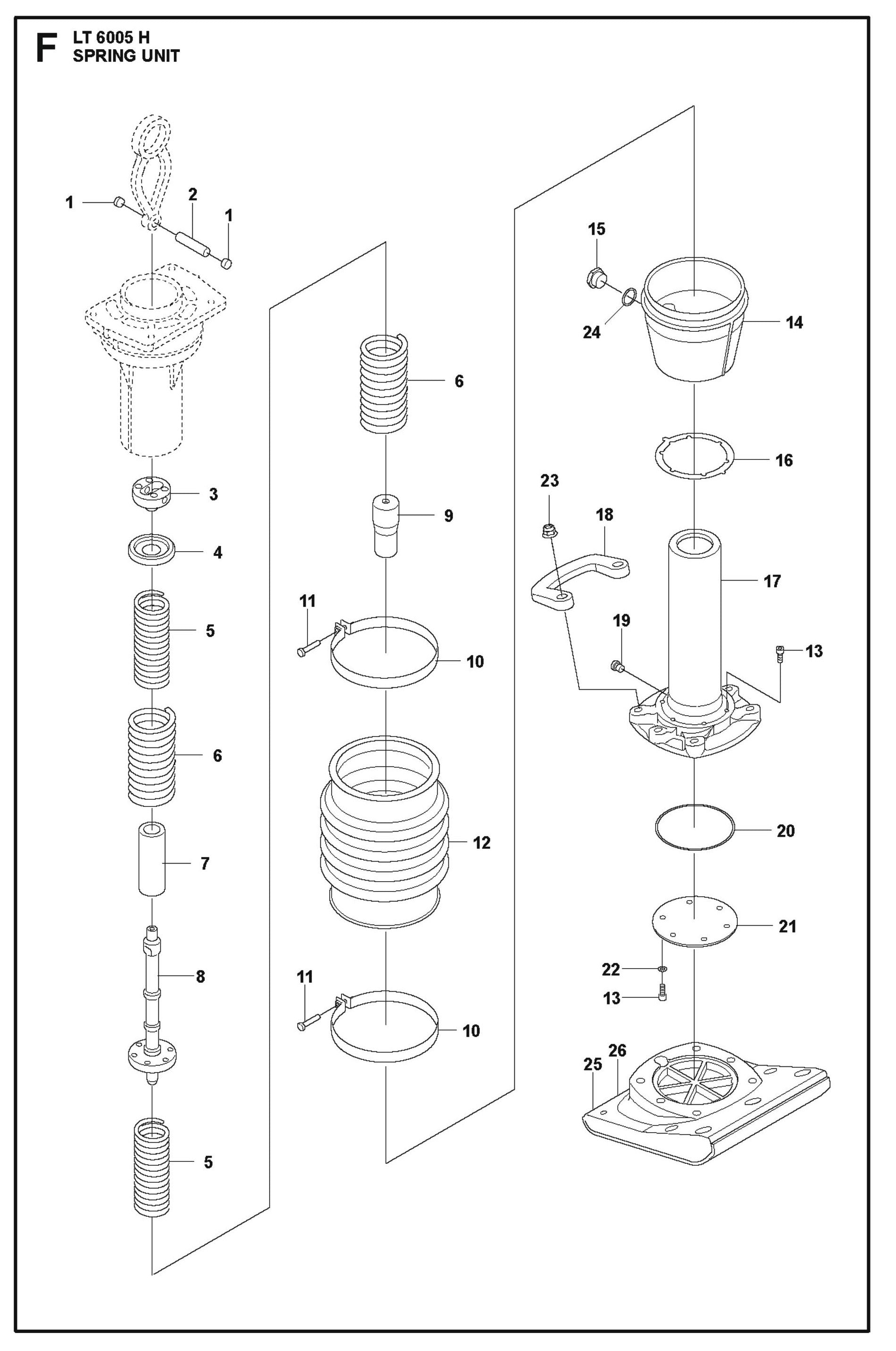 Spring Unit Parts For LT 6005 H - 967854503 Compaction Rammers By Husqvarna