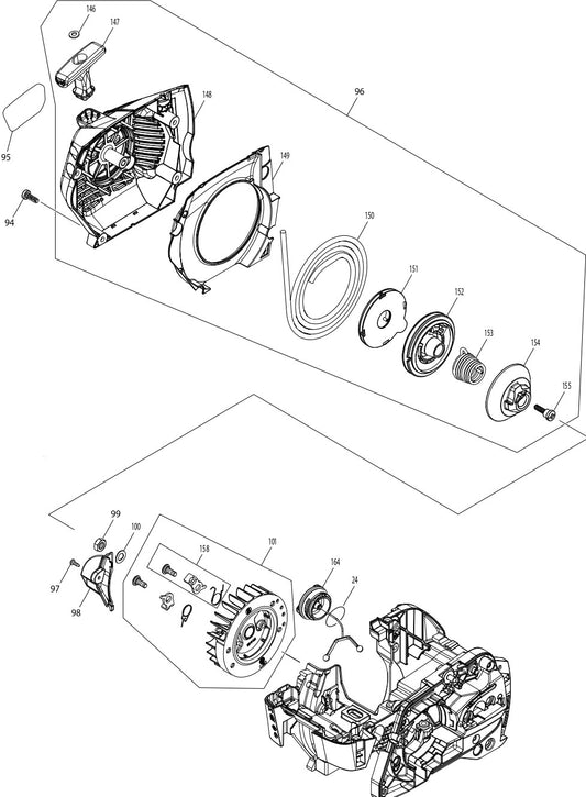 Starter And Flywheel Assembly Parts For EA5600FRGG, EA5600FREG Gas Chain Saw Parts by Makita