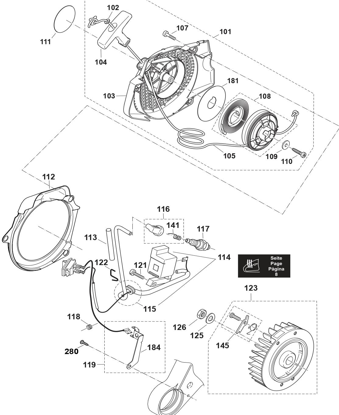 Starter, Ignition, Flywheel  Assembly Parts For EA7300PR, EA7301PR Gas Chain Saw Parts by Makita