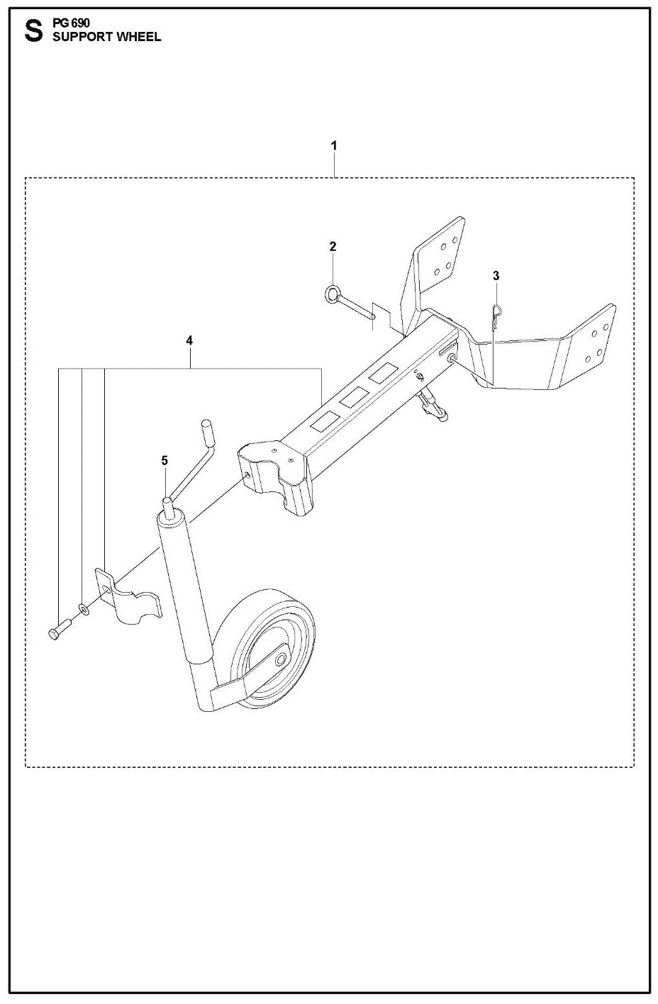 Support Wheel Parts For PG 690  By Husqvarna