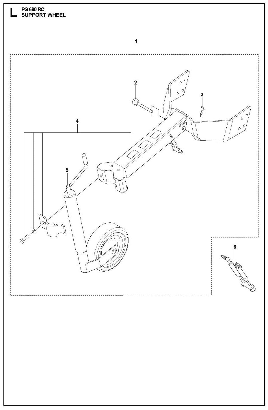 Support Wheel Parts For PG 690 RC By Husqvarna