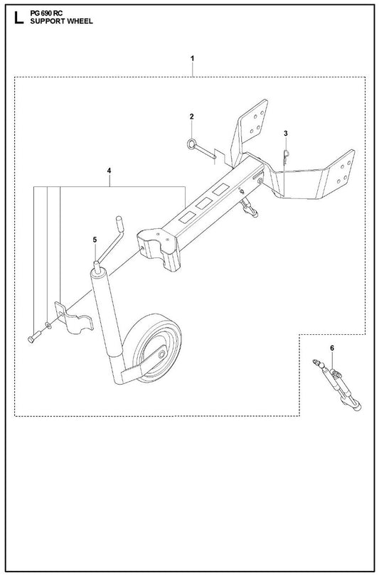 Support Wheel Parts For PG 690 RC By Husqvarna