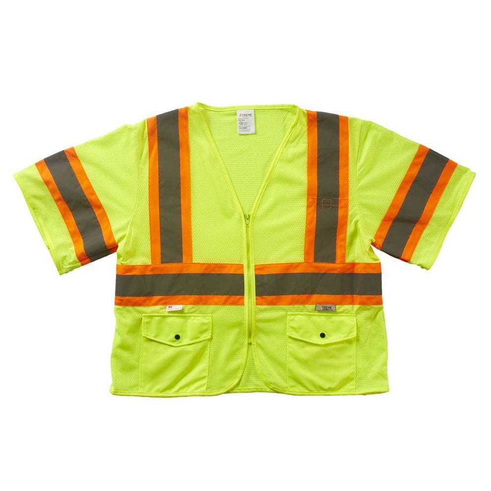 Xtreme Value Class 3 DOT Zip Vest SV93355MZ Yellow Mesh Fabric