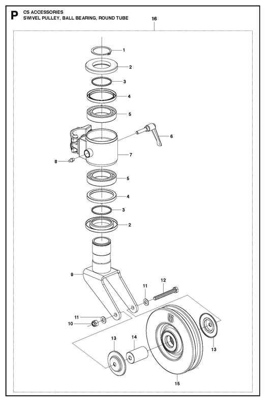 Swivel Pulley, Ball Bearing, Round Tube Parts For CS 10 Saw Accessories By Husqvarna