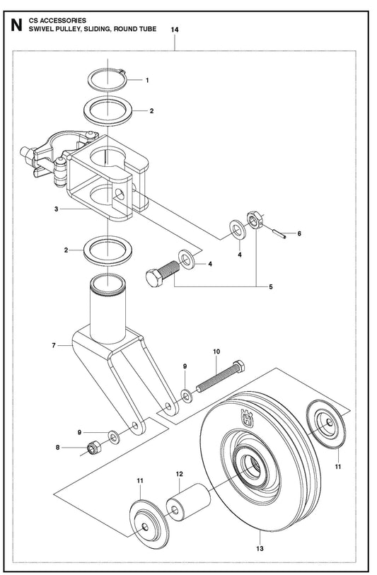Swivel Pulley, Sliding, Round Tube Parts For CS 10 Saw Accessories By Husqvarna