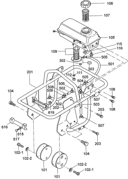 MT76D2 Tank And Handle Assembly Parts