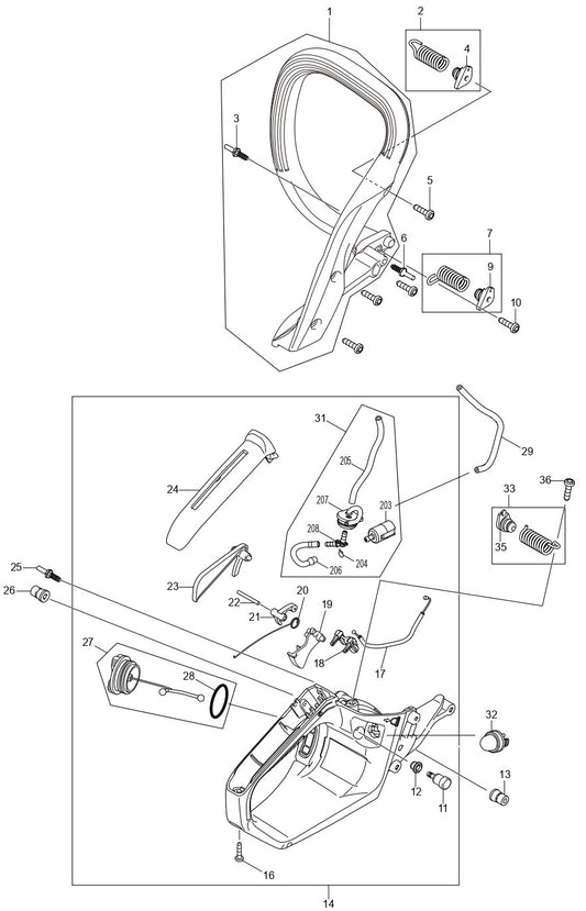 Tank Handle Assembly Parts For EA3601FRDB Gas Chain Saw Parts by Makita