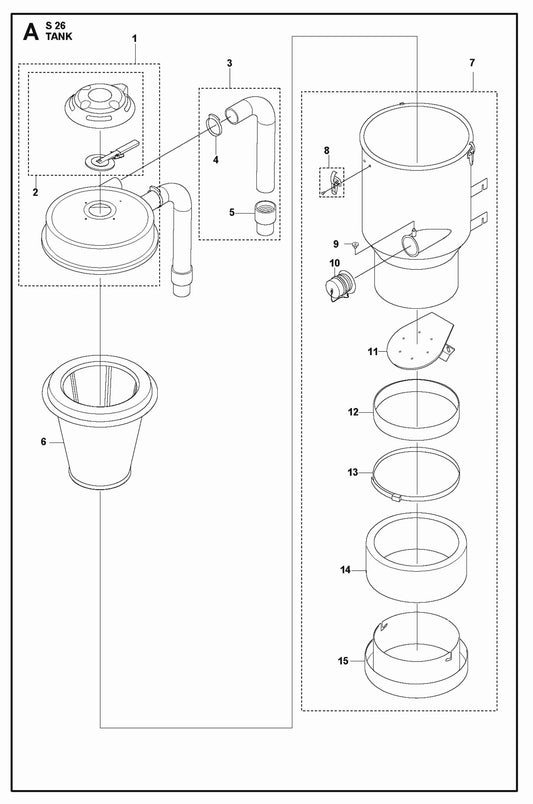 Tank Parts For S 26 Dust Extractor By Husqvarna