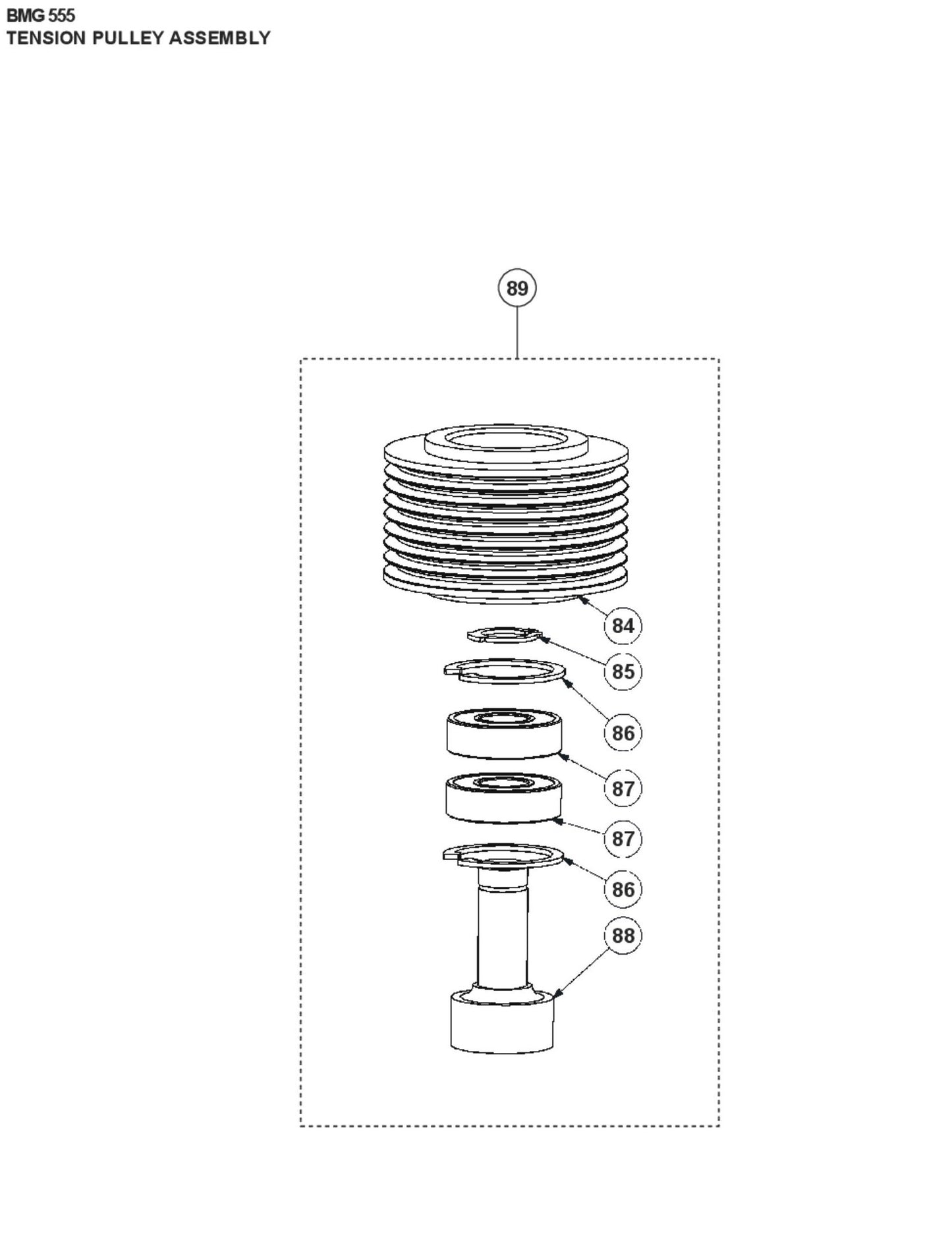 Tension Pulley Assembly Parts For BMG 555 By Husqvarna