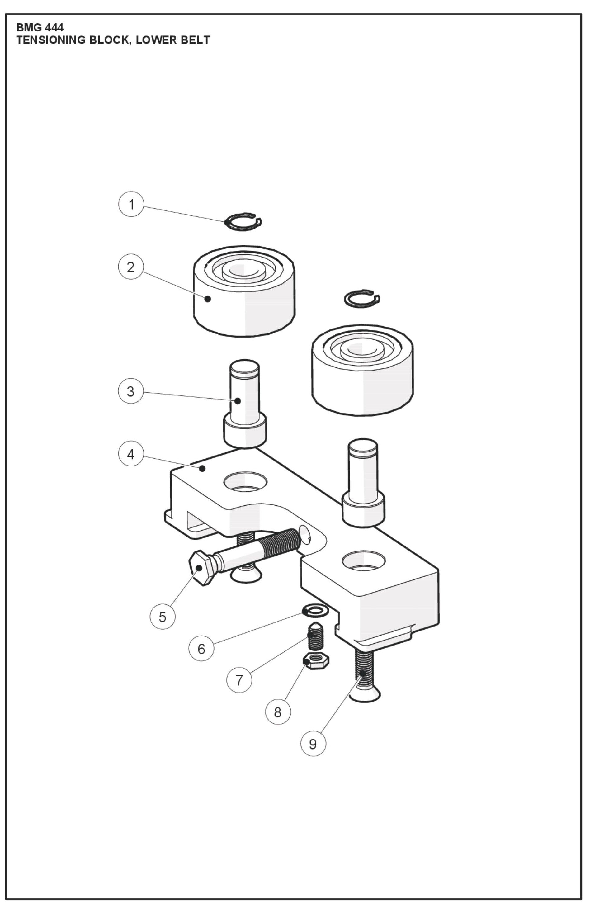 Tensioning Block, Lower Belt Parts For BMG 444 By Husqvarna
