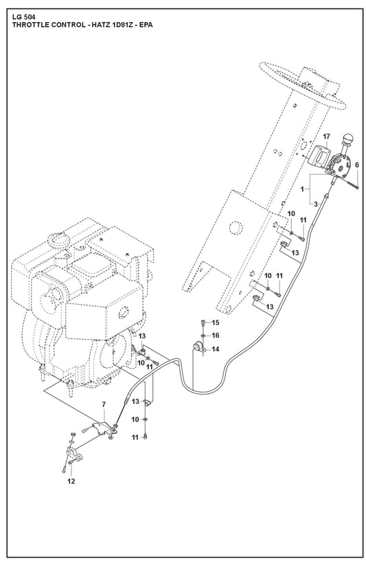 Throttle Control - Hatz 1D81Z - EPA Parts For LG 504 Reversible Plate Compactor By Husqvarna