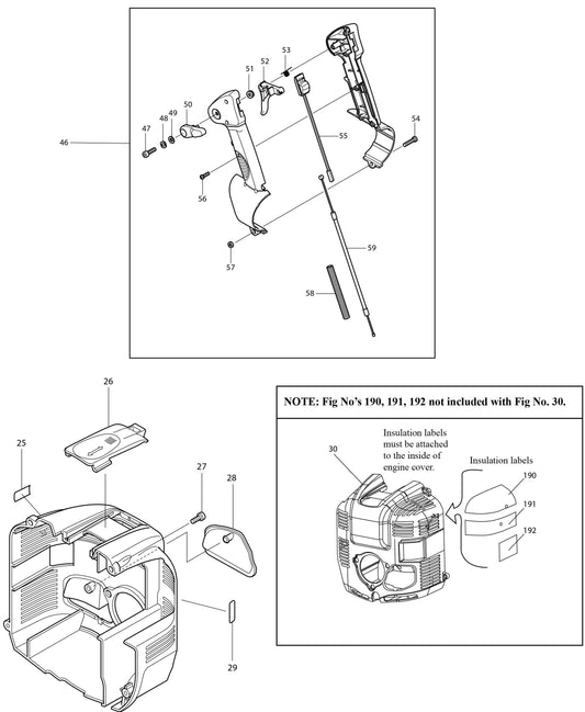 Throttle And Engine Cover Assembly Parts For BBX7600N Blower Parts By Makita