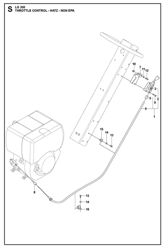 Throttle Control - Hatz - NON EPA Parts For LG 300 Diesel By Husqvarna