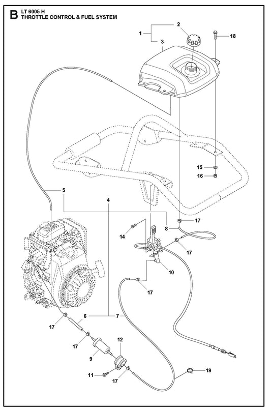 Throttle Control And Fuel System Parts For LT 6005 H-967854503 Compaction Rammer By Husqvarna