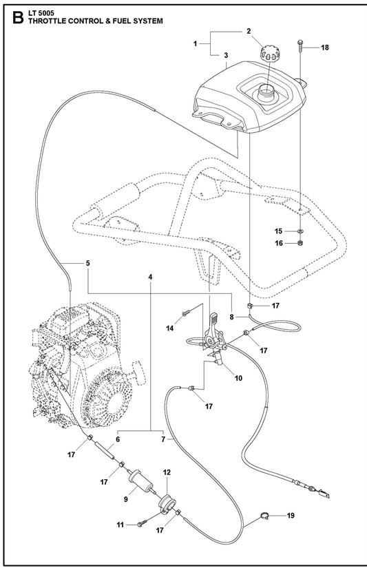 Throttle Control And Fuel System For LT 5005 Compaction Rammers By Husqvarna