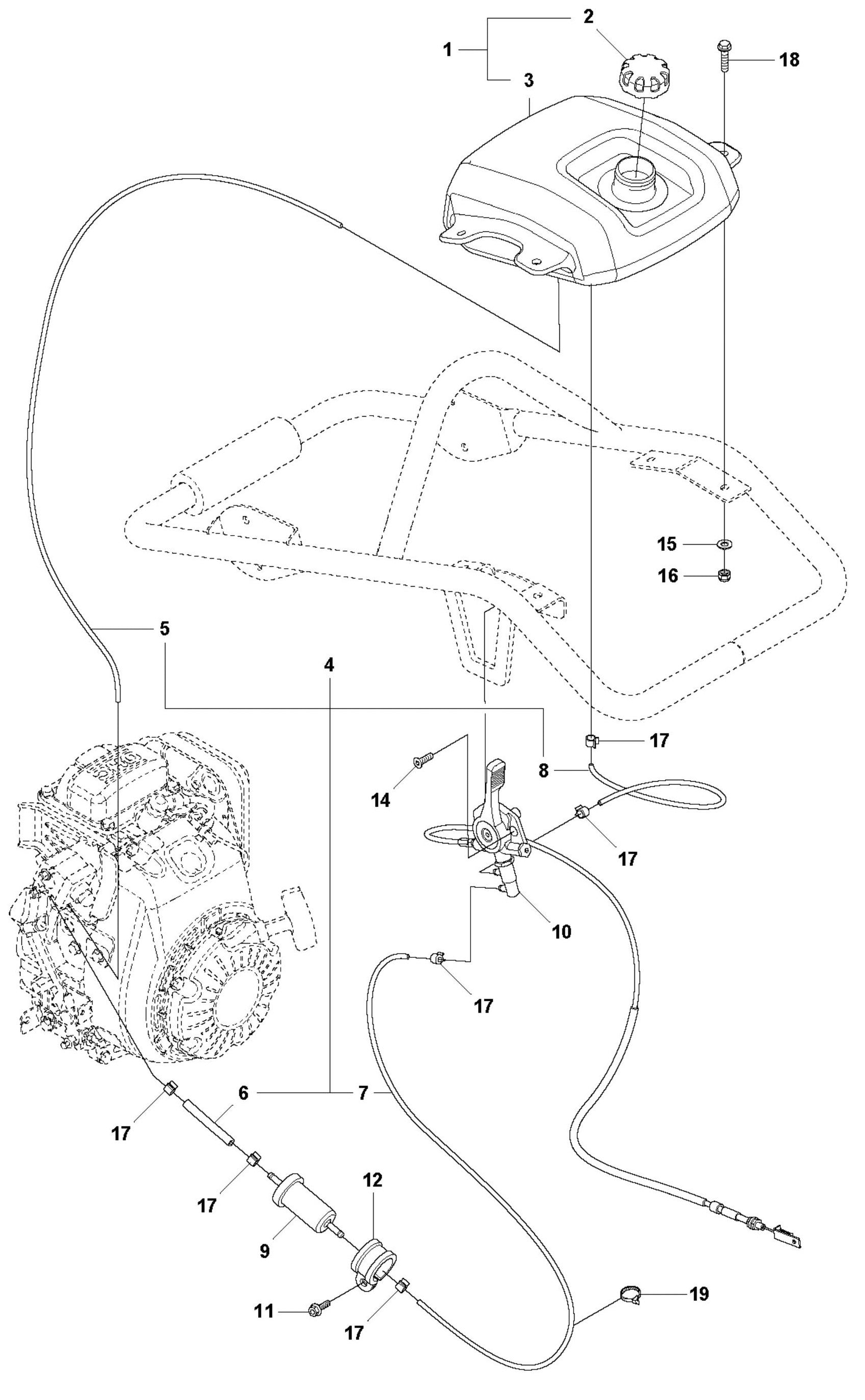 Throttle Control And Fuel System Assembly Parts For LT6005 Compaction Rammers By Husqvarna