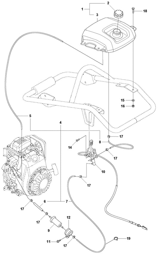 Throttle Control And Fuel System Assembly Parts For LT6005 Compaction Rammers By Husqvarna