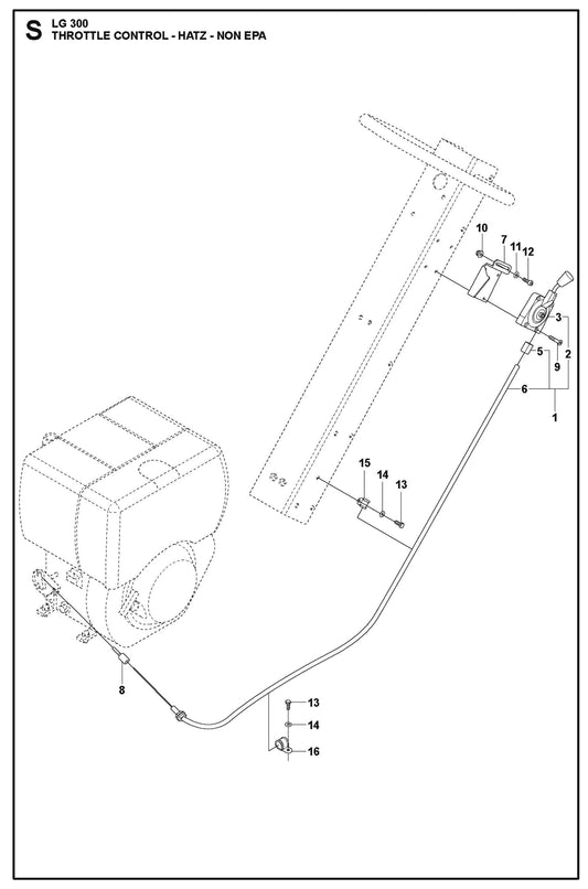 Throttle Control - Hatz-Non EPA Parts For LG 300 Petrol By Husqvarna