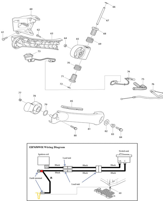 Throttle Handle Assembly Parts For EB7650TH Blower parts By Makita