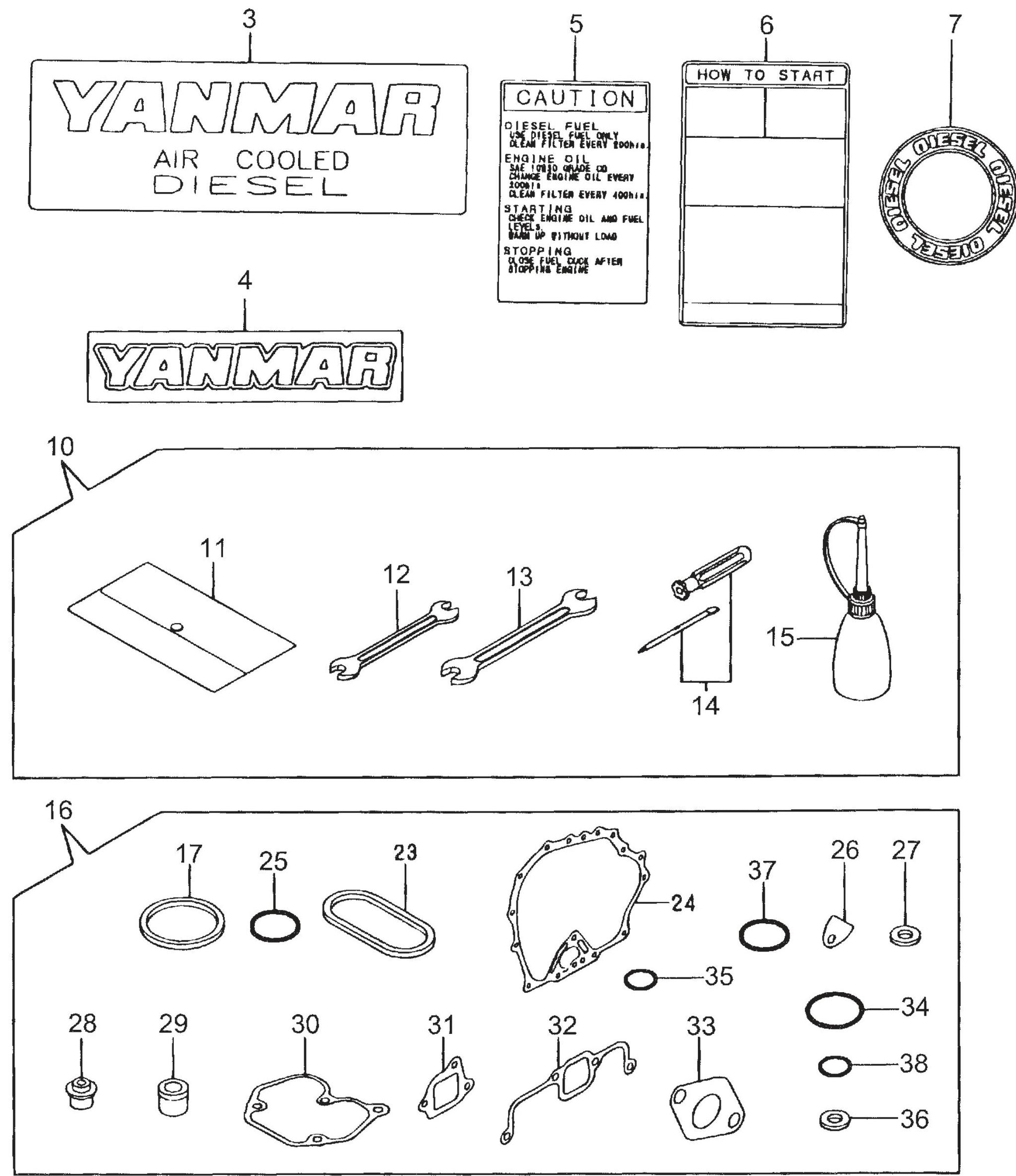 MVH150D2 YANMAR L48V6 Tools Labels And GAsket Assembly Parts