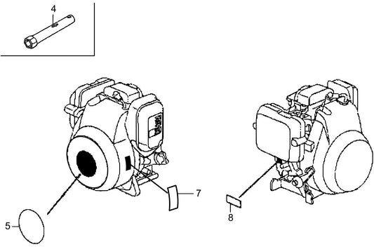 MTX80HDR Honda GX120RTKRBF Engine Tool/Label Assembly Parts