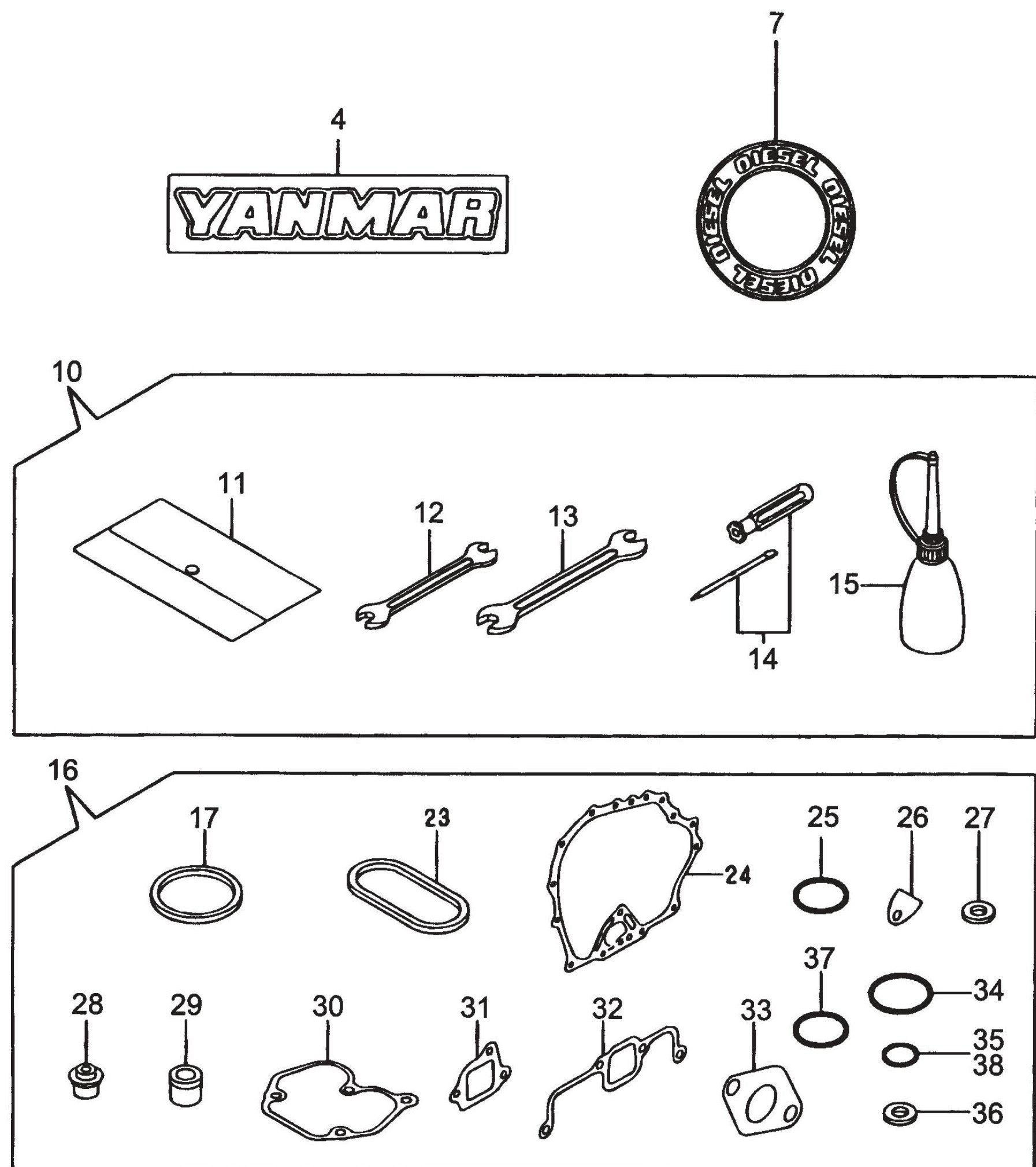MT76D2 Yanmarl-48V6 Engine Tools, Labels And Gasket Set Assembly Parts