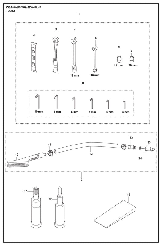 Tools Parts for WS 460 By Husqvarna