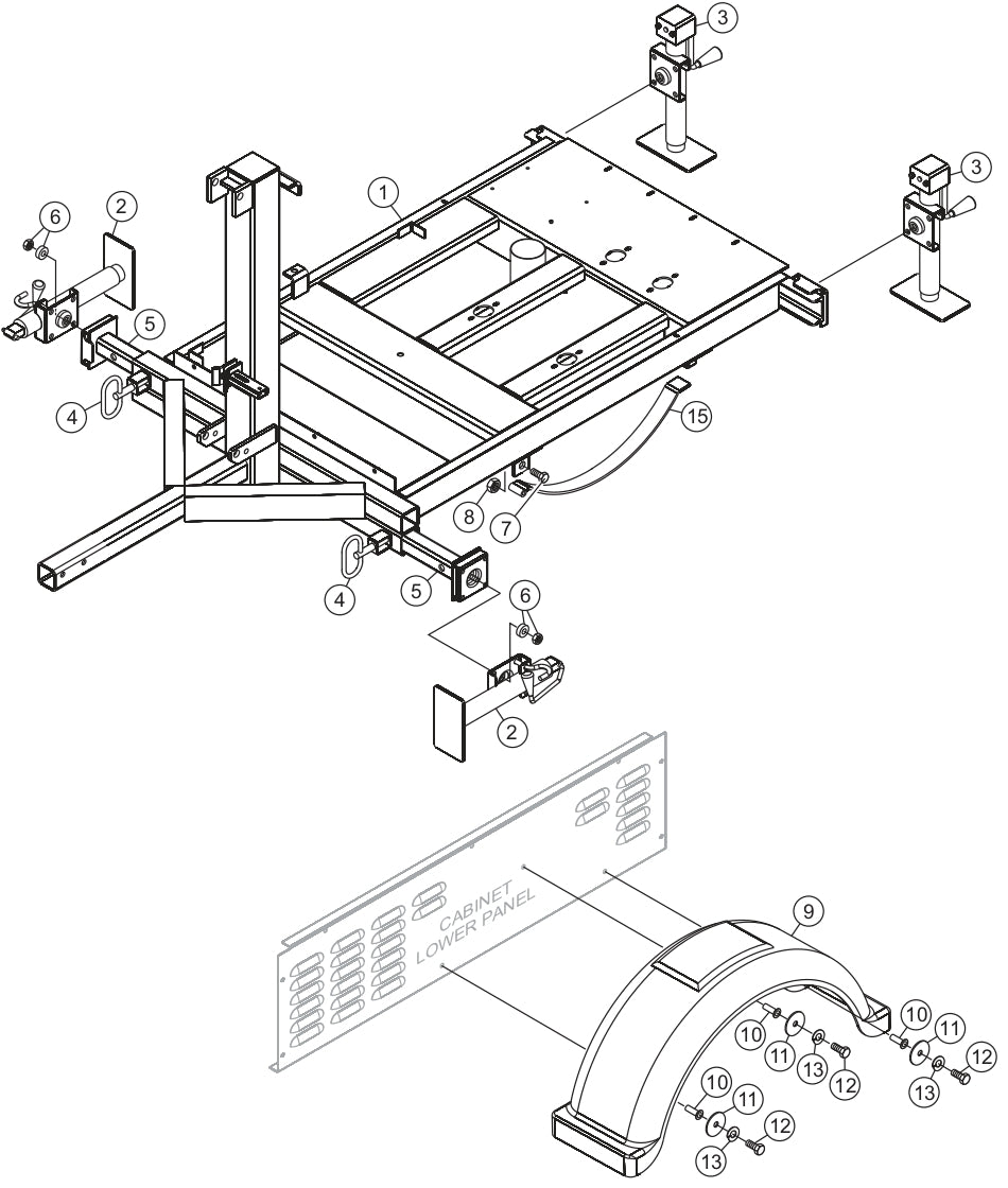 Trailer Assembly Parts for LT12D50B Light Tower by Multiquip