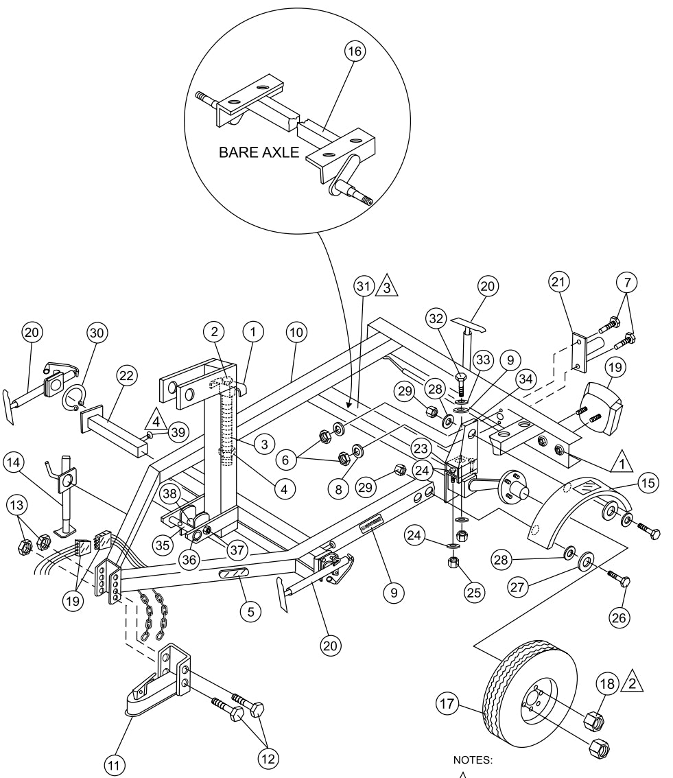 Trailer Assembly Parts for MLT Light Towers by Multiquip