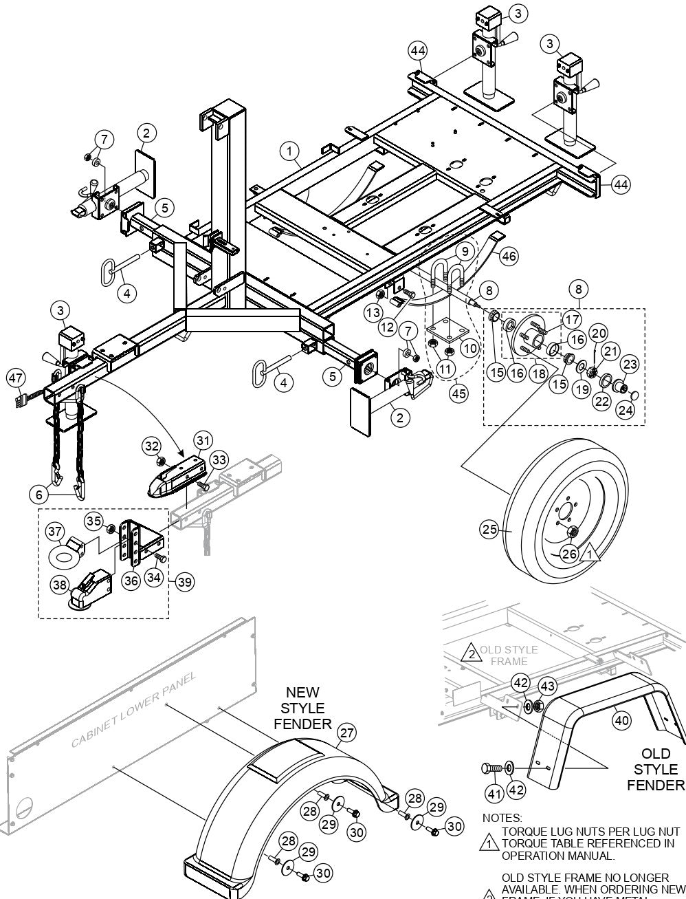 Trailer Assembly Parts for LT 12 Light Tower Series By Multiquip