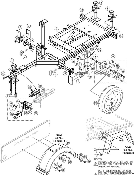 Trailer Assembly Parts for LT 12 Light Tower Series By Multiquip